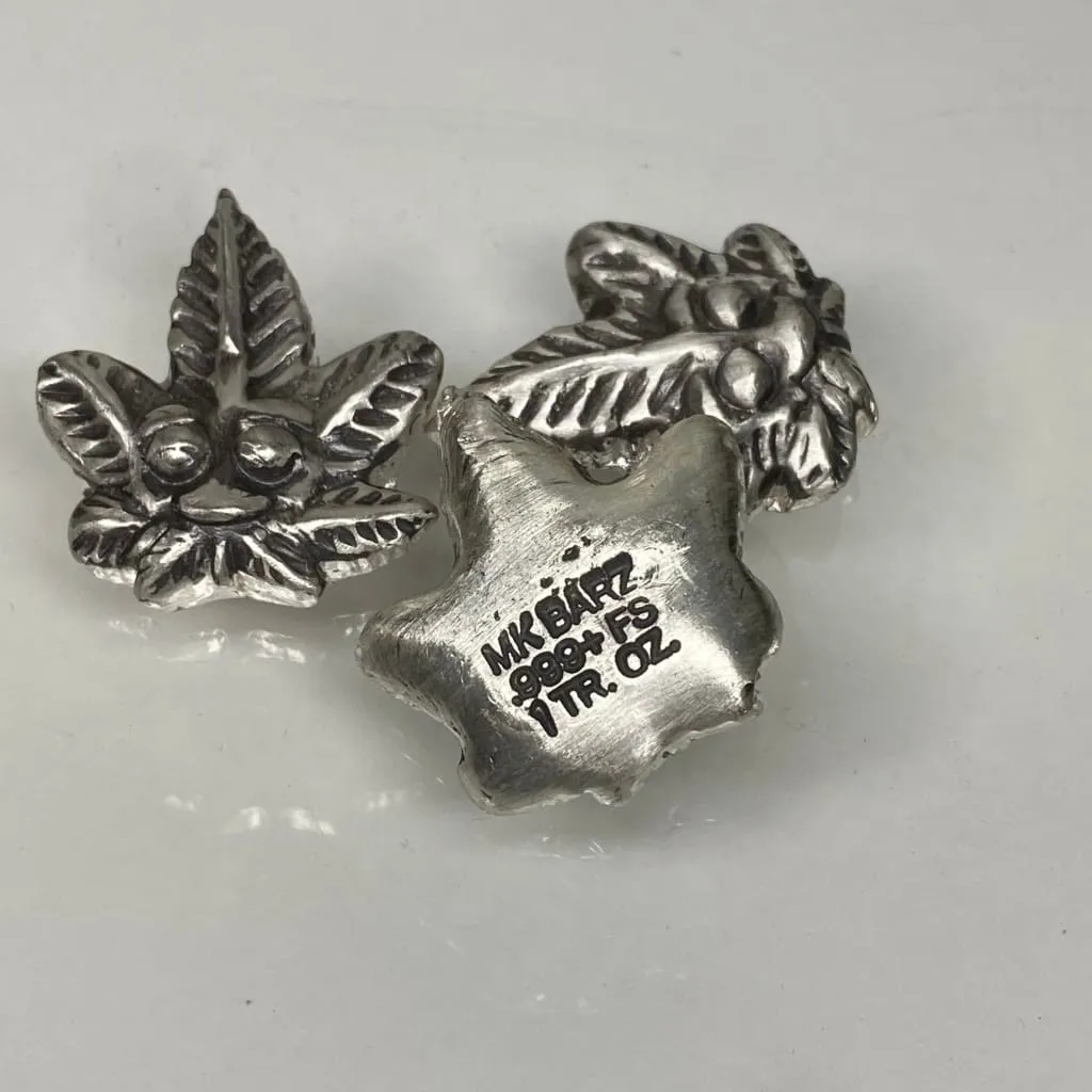 1 Ozt MK BarZ "Stoned AF" Weed Leaf Bar .999 FS Hand Poured