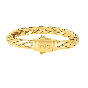 14K Gold Extra Bold Half Round 10mm Woven Chain Bracelet
