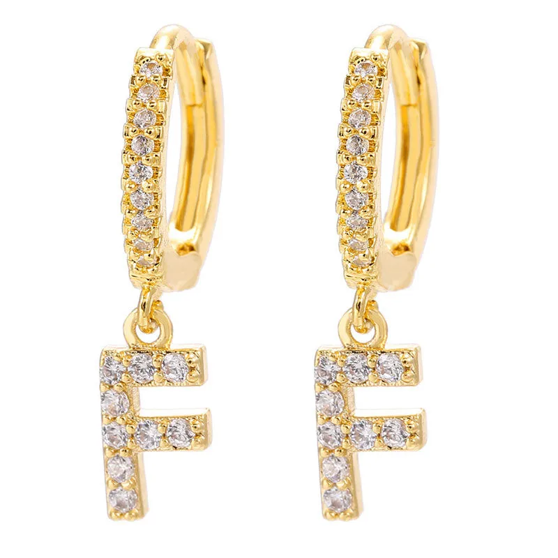 26 Letters Pattern Rhinestone Earrings