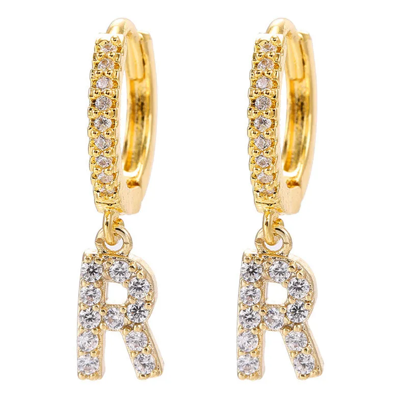 26 Letters Pattern Rhinestone Earrings