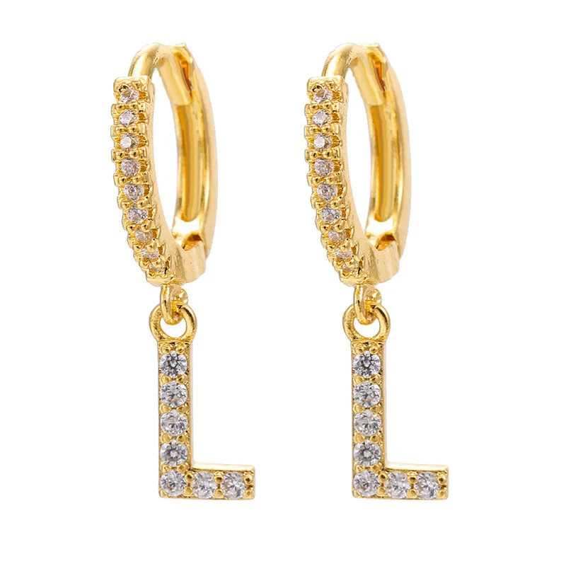 26 Letters Pattern Rhinestone Earrings