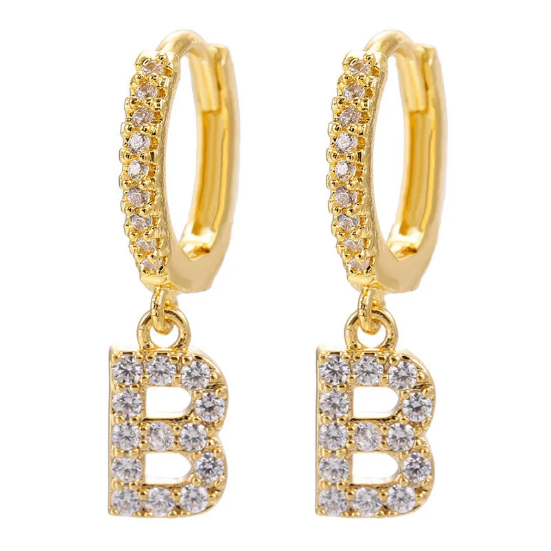 26 Letters Pattern Rhinestone Earrings