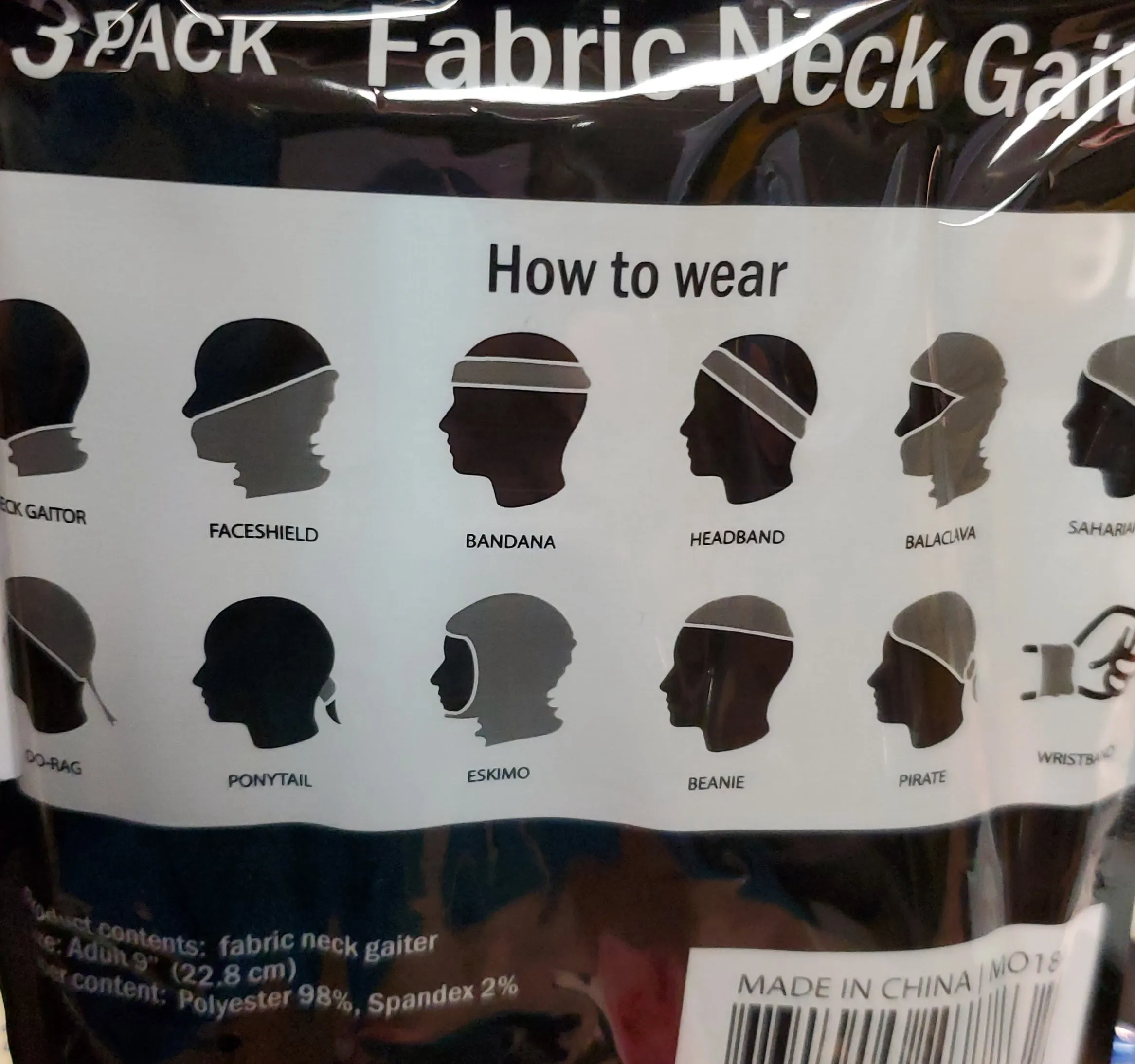3 Pack Solid Neck Gaiter 3 Asst Colors