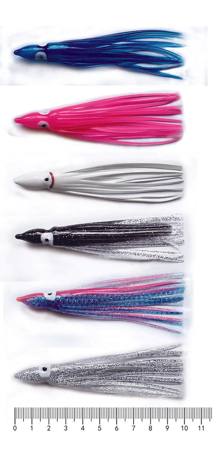 30 X Octopus Squid Skirt Trolling Jig Lure Fishing Tackle 10cm
