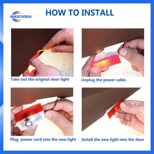 4 Pcs MB Door Light Logo, Compatible with Mercedes Benz Accessories A B C E M G GL GLA GLC GLE GLS Class 4dr W205 W213 W176 W166