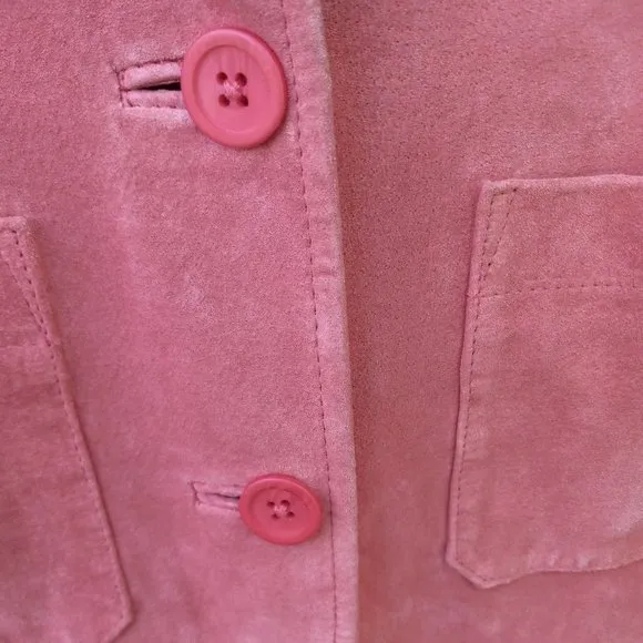 90s Style Pink Suede Shacket/Shirt Jacket- Size M