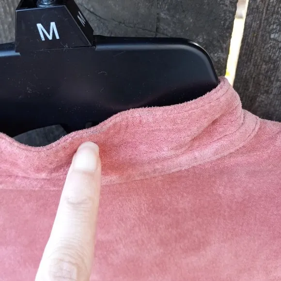 90s Style Pink Suede Shacket/Shirt Jacket- Size M
