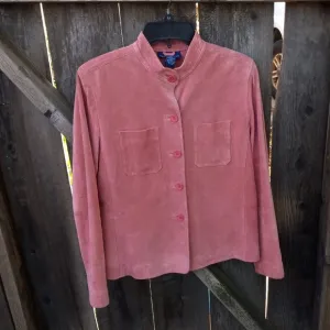 90s Style Pink Suede Shacket/Shirt Jacket- Size M