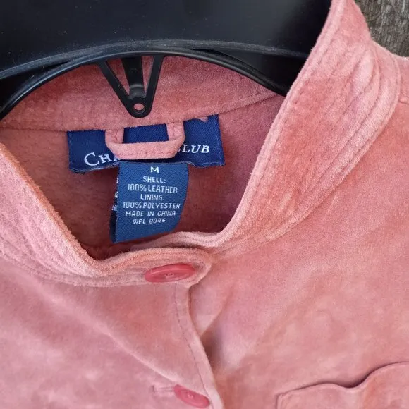90s Style Pink Suede Shacket/Shirt Jacket- Size M