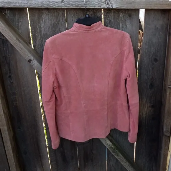 90s Style Pink Suede Shacket/Shirt Jacket- Size M