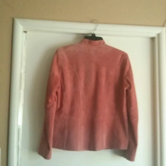 90s Style Pink Suede Shacket/Shirt Jacket- Size M