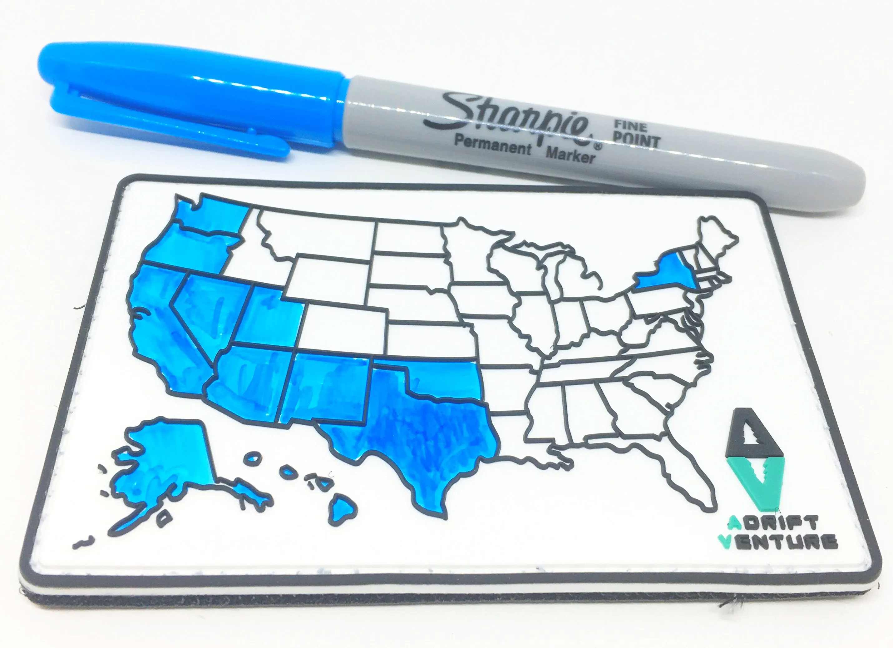 ADRIFT VENTURE US TRAVEL TRACKER MAP PVC MORALE PATCH