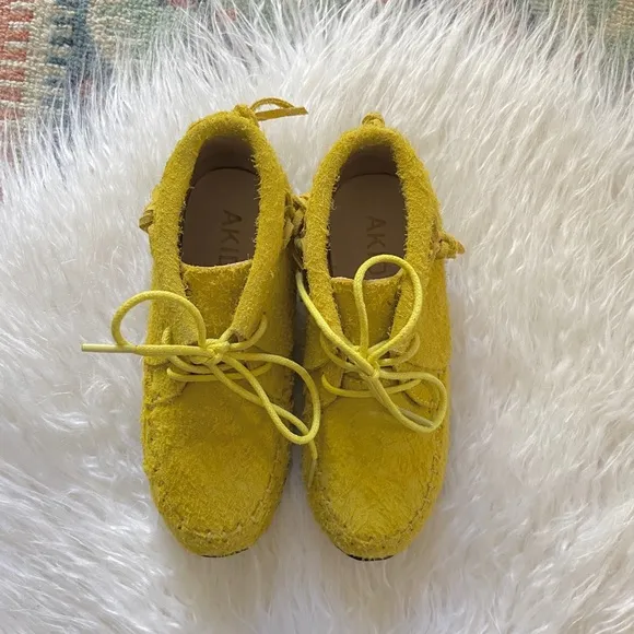 akid brand suede yellow sneaker boot kids 12 boys shoe leather moccasin