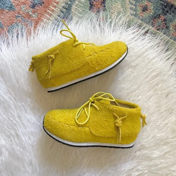 akid brand suede yellow sneaker boot kids 12 boys shoe leather moccasin