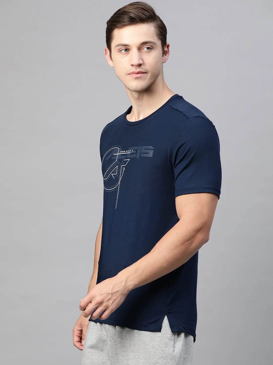 Alcis Men Solid Blue Tshirts