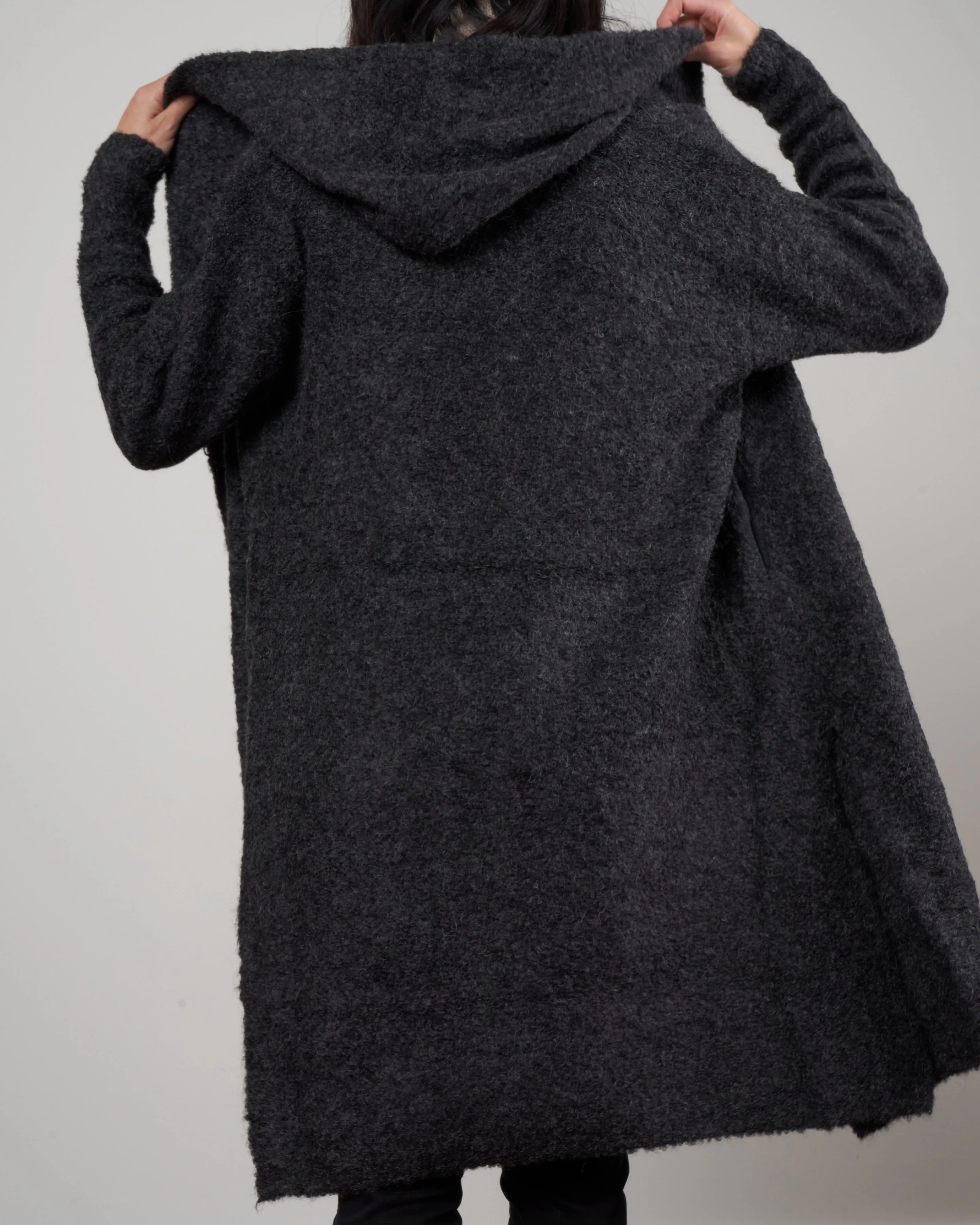 alpaca long coat sweater - charcoal grey