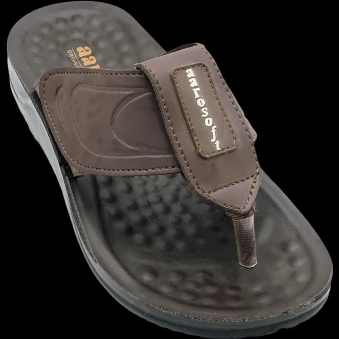 ARSFT Adaptation Men's PU Soft Slippers - Article 5102 (Brown)