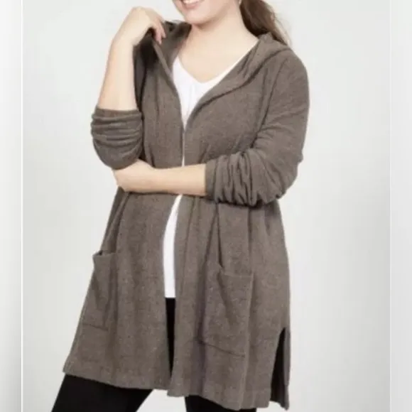 Barefoot Dreams Cozy Chic Lite Hooded Sweater Cardigan—size XL