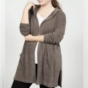 Barefoot Dreams Cozy Chic Lite Hooded Sweater Cardigan—size XL