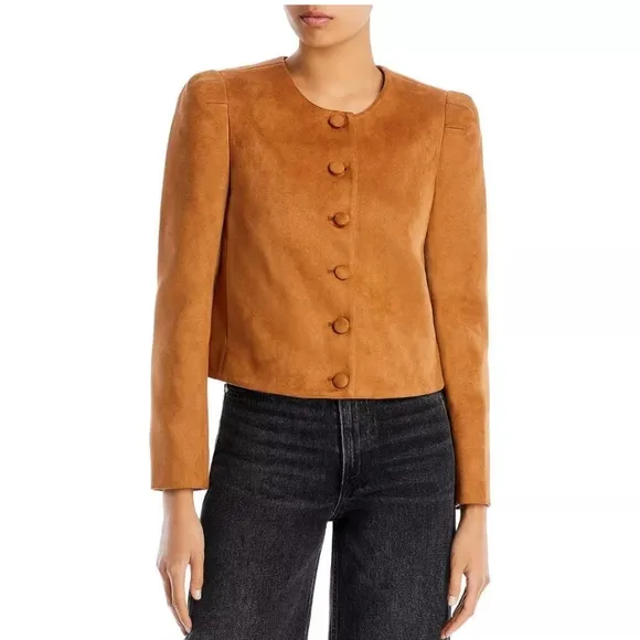 Bcbgmaxazria NEW faux suede puff sleeve jacket XL