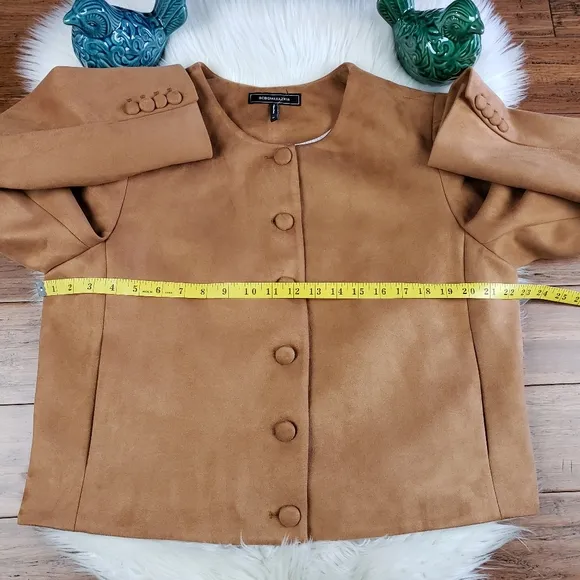 Bcbgmaxazria NEW faux suede puff sleeve jacket XL