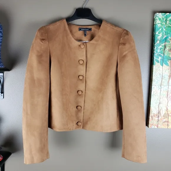 Bcbgmaxazria NEW faux suede puff sleeve jacket XL