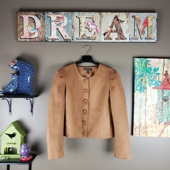 Bcbgmaxazria NEW faux suede puff sleeve jacket XL