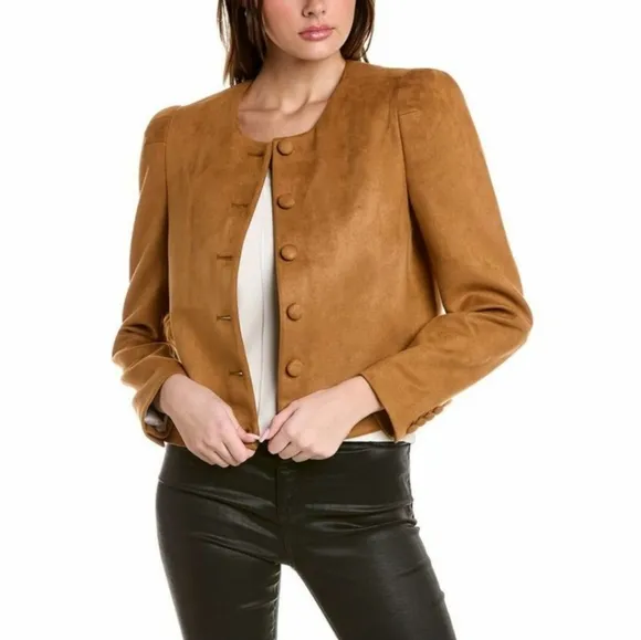 Bcbgmaxazria NEW faux suede puff sleeve jacket XL