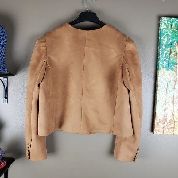Bcbgmaxazria NEW faux suede puff sleeve jacket XL