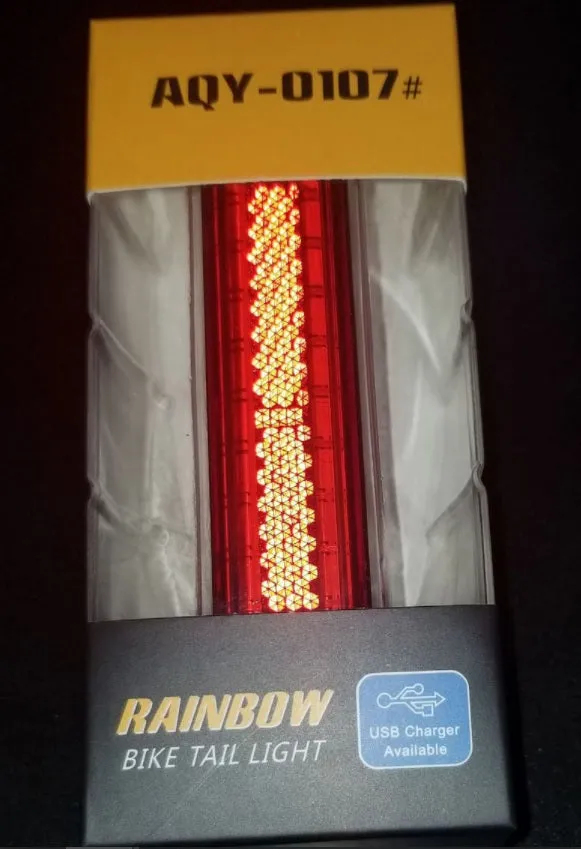 Bicycle Tail Light AQY-0107 - Bright COB LED, Rechargeable, Red