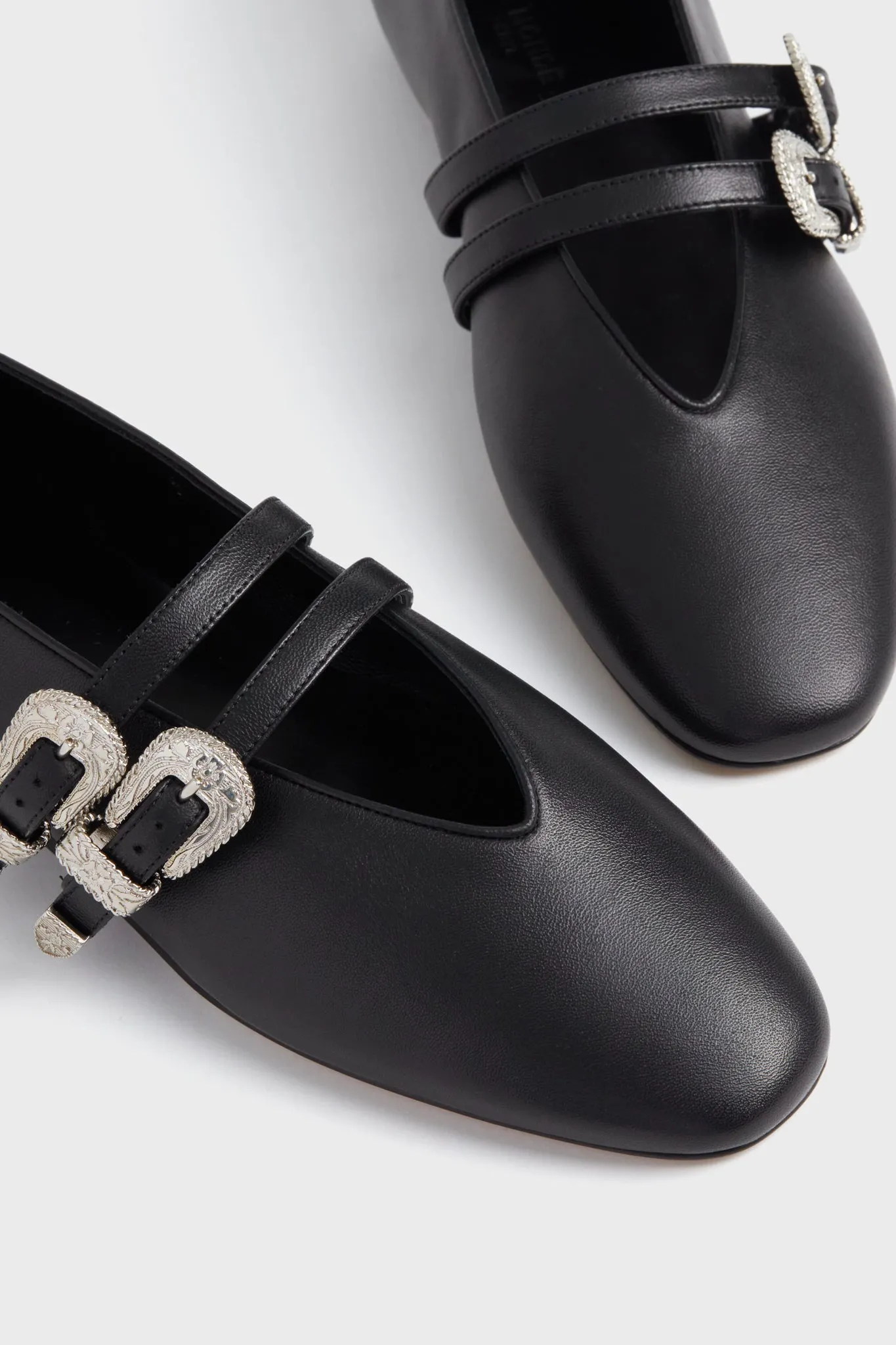Black Claudia Western Leather Slippers