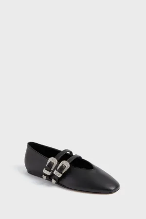 Black Claudia Western Leather Slippers