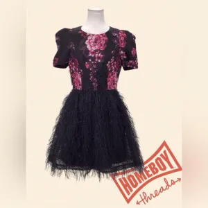 Black halo Floral Black and Pink Dress size 2