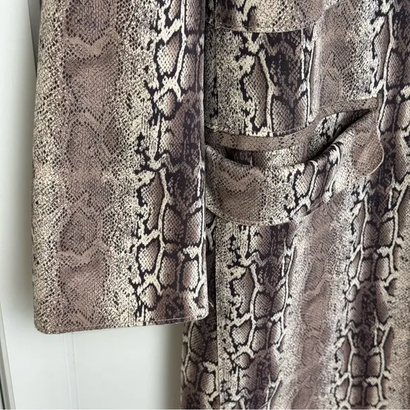 BLANK NYC Anthropologie Snake Charmer Faux Suede Snake Print Coat Sz LG MobWife