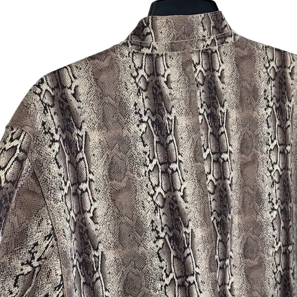 BLANK NYC Anthropologie Snake Charmer Faux Suede Snake Print Coat Sz LG MobWife