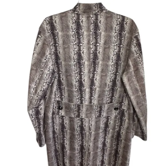 BLANK NYC Anthropologie Snake Charmer Faux Suede Snake Print Coat Sz LG MobWife