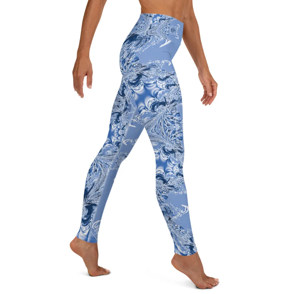 Blue Fractal Yoga Leggings