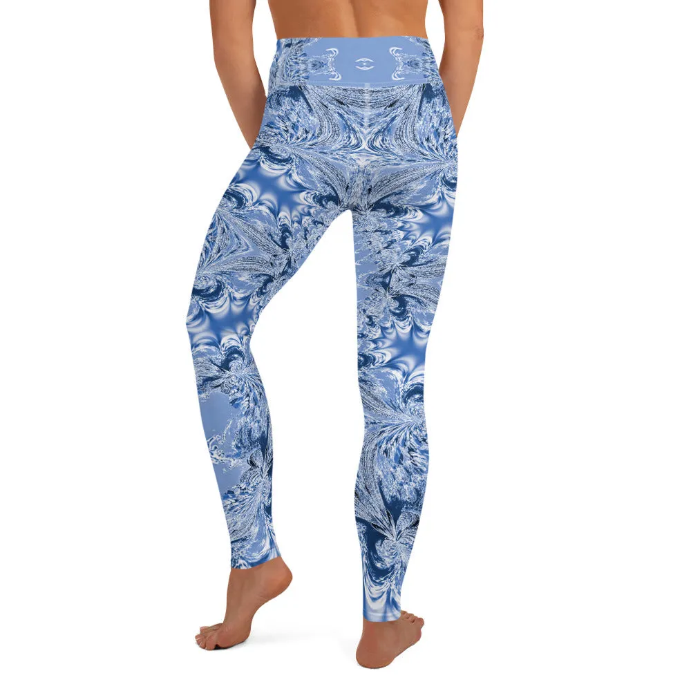 Blue Fractal Yoga Leggings