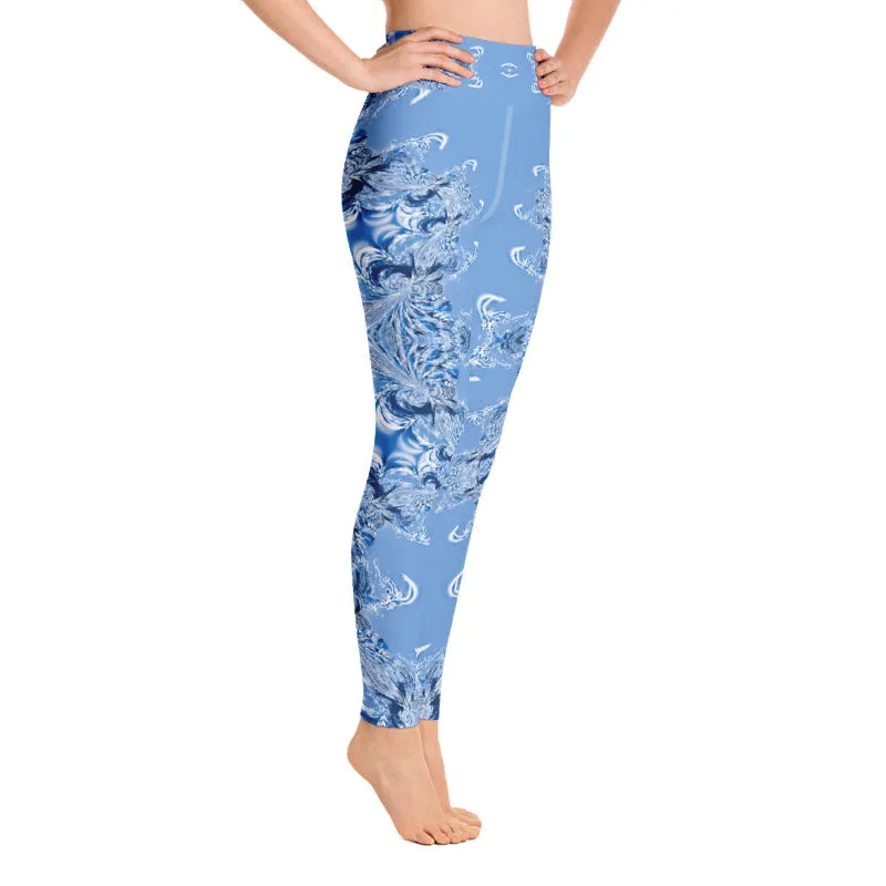 Blue Fractal Yoga Leggings