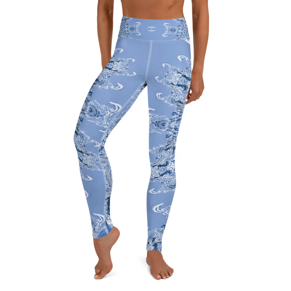 Blue Fractal Yoga Leggings
