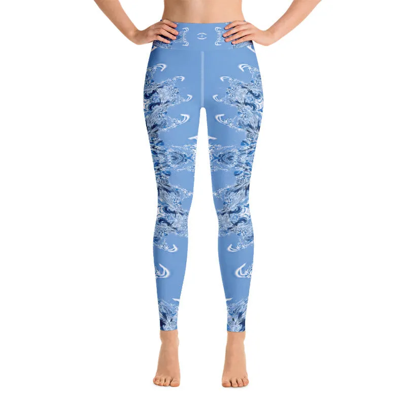 Blue Fractal Yoga Leggings