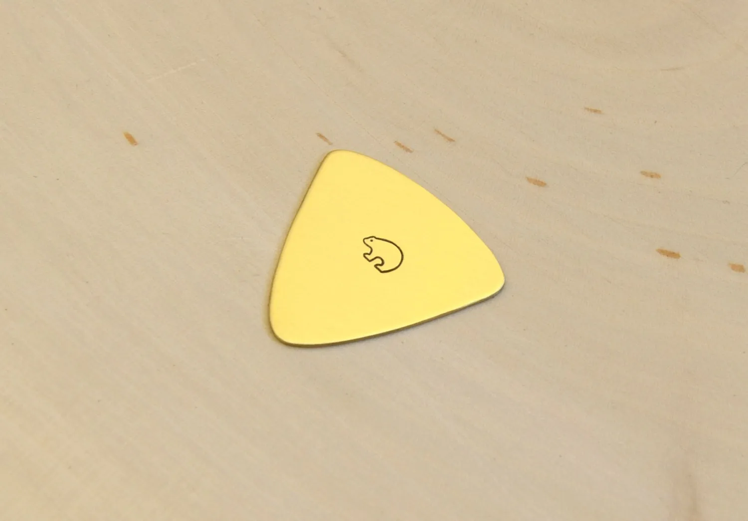 Brass Spirit Bear Triangular Bass Guitar Pick - Triangle Pick - GP272