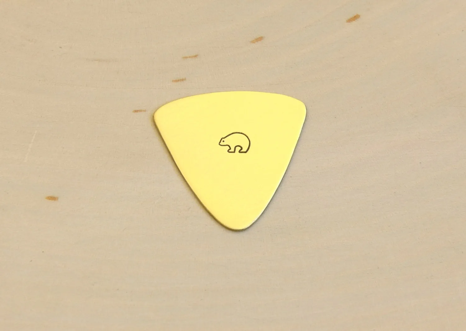 Brass Spirit Bear Triangular Bass Guitar Pick - Triangle Pick - GP272