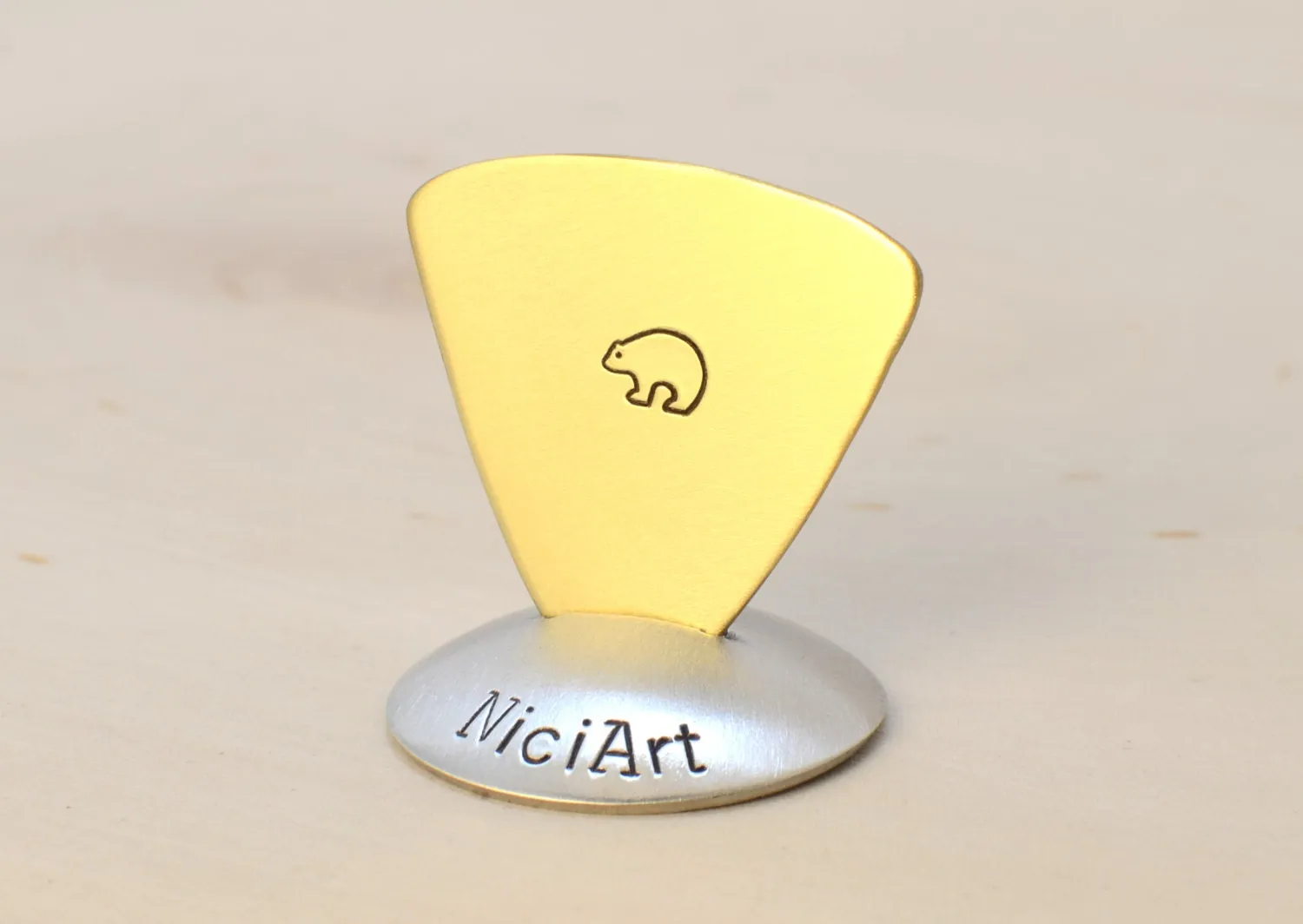 Brass Spirit Bear Triangular Bass Guitar Pick - Triangle Pick - GP272