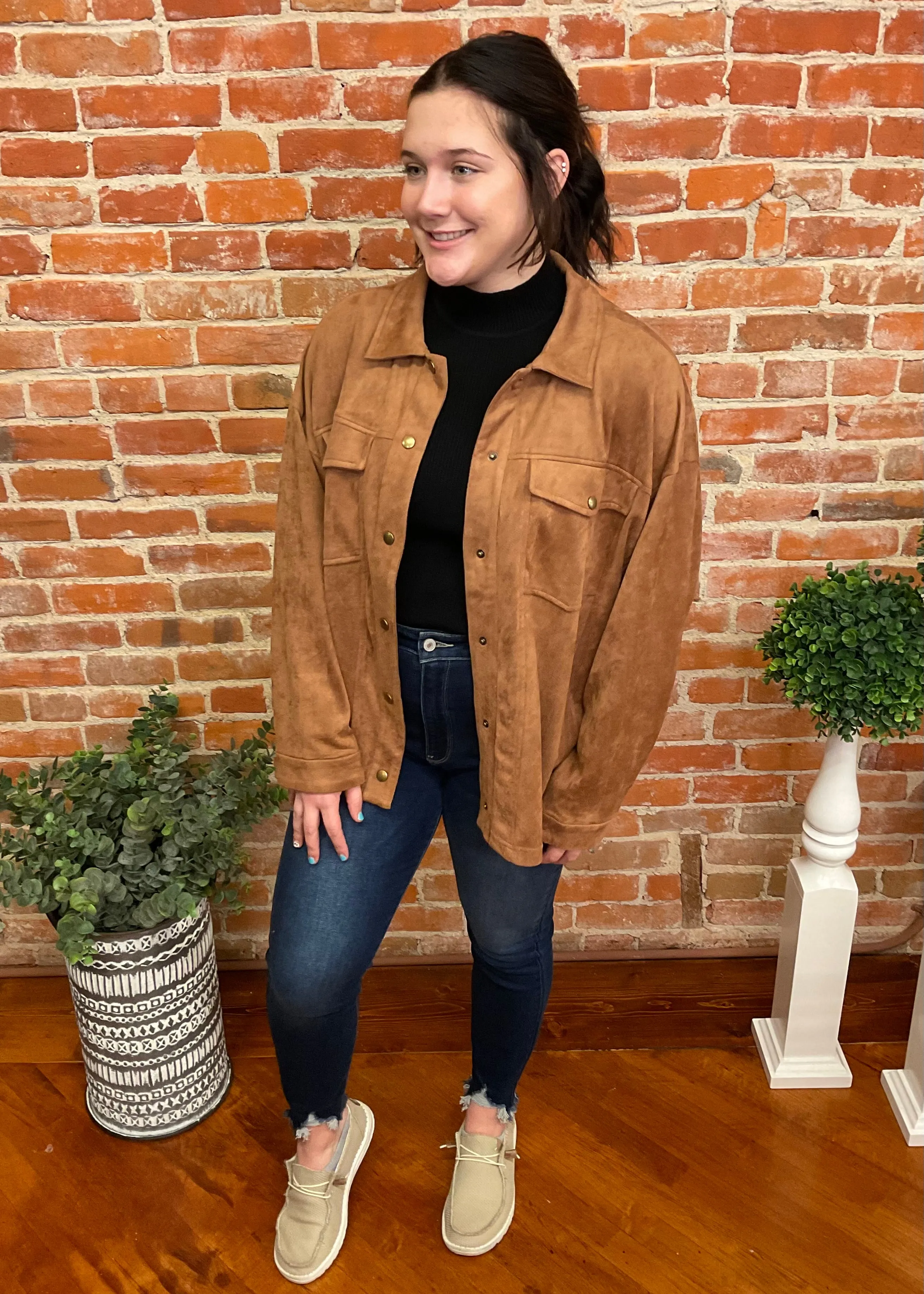 Camel Faux Suede Top