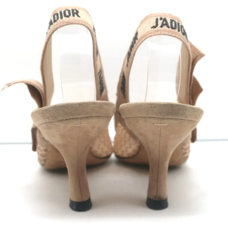 Christian Dior J'Adior Slingback Pumps Nude Mesh & Suede Size 36.5