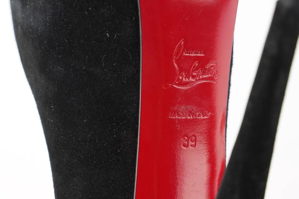 Christian Louboutin Black Suede Lady Daf 160 Platform Pumps Heels 431cl31