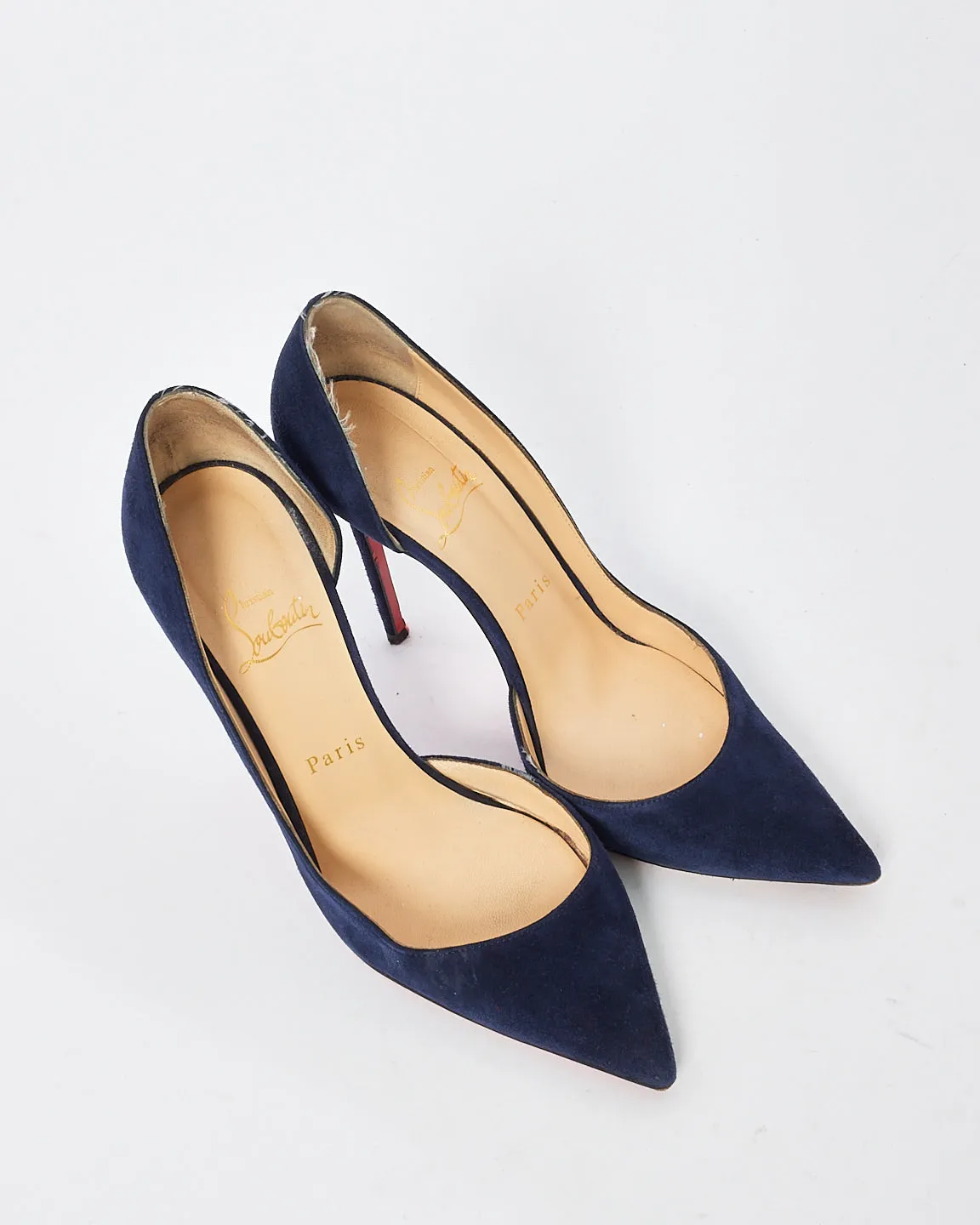 Christian Louboutin Navy Blue Suede Iriza 100 Pumps - 37