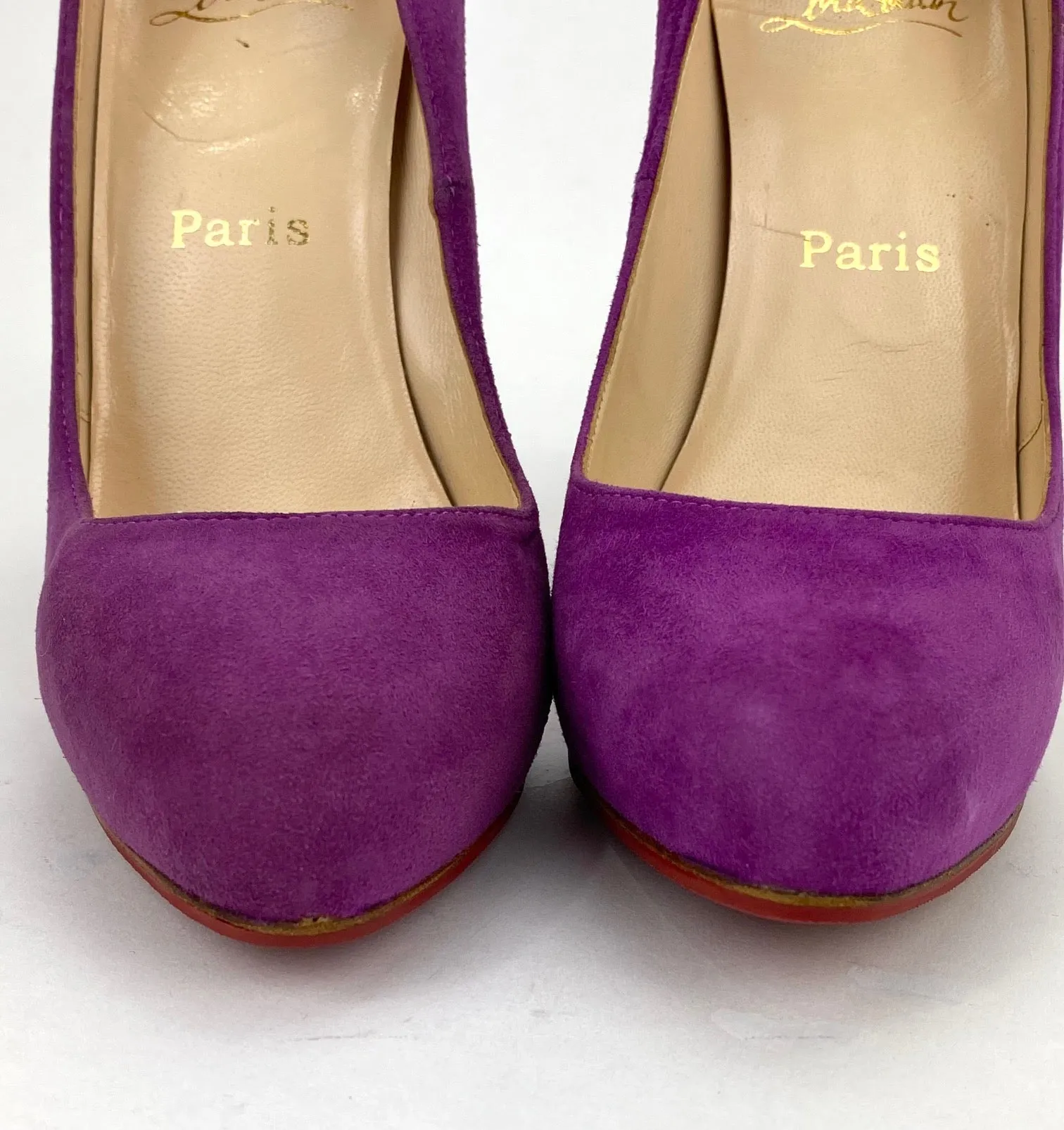 CHRISTIAN LOUBOUTIN Suede Purple Pumps Heels SZ 37 / Us 7