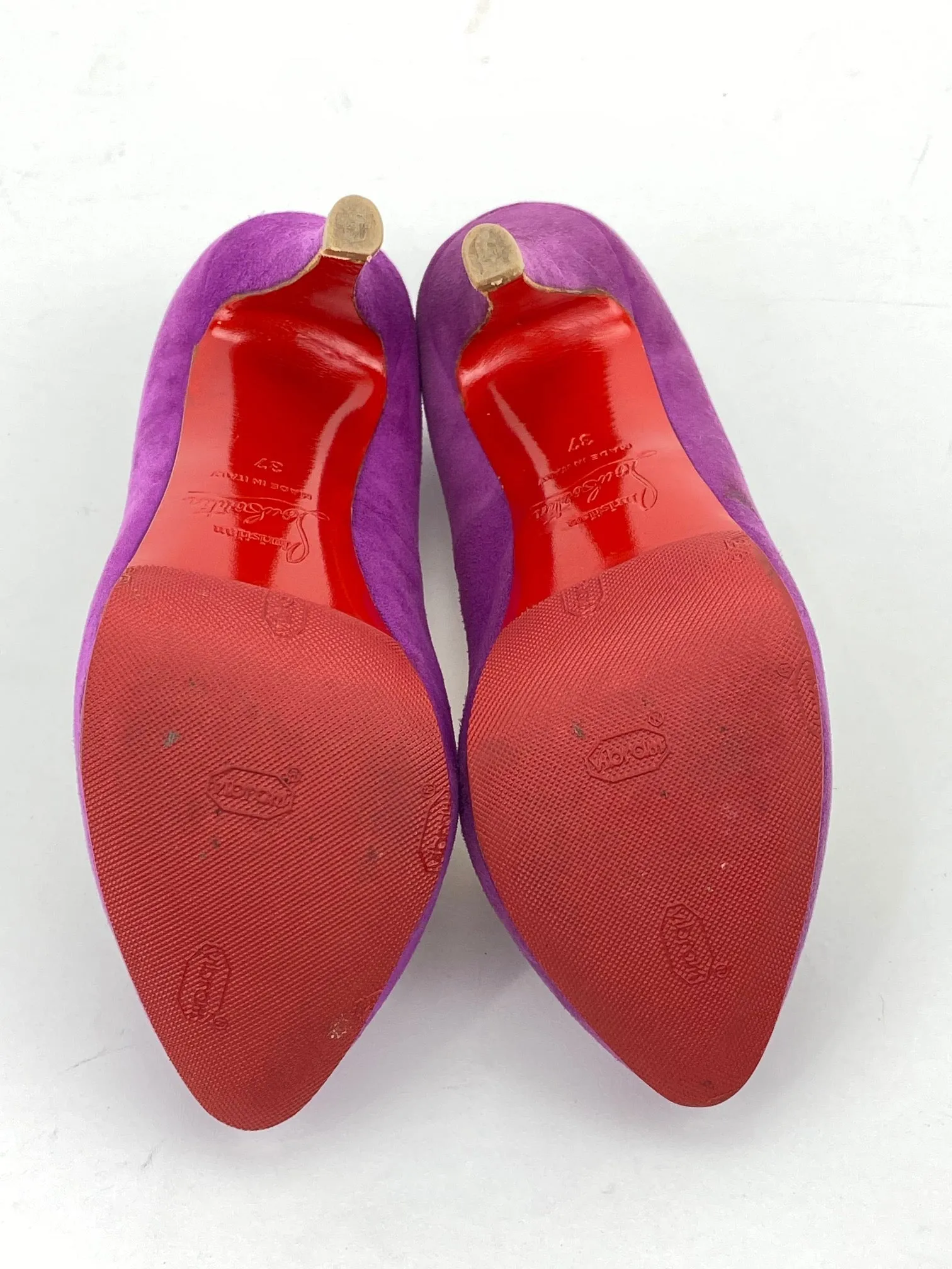 CHRISTIAN LOUBOUTIN Suede Purple Pumps Heels SZ 37 / Us 7